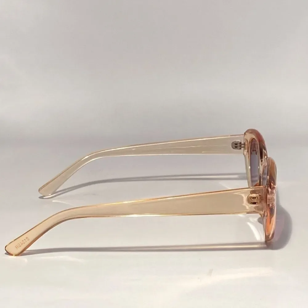 Barbara Reading Sunglasses 1.75 Clear Gold Sweetheart Frames Dark Lenses NWT